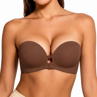 Womens Strapless Front Closure Bra Push Up Lift Bra
