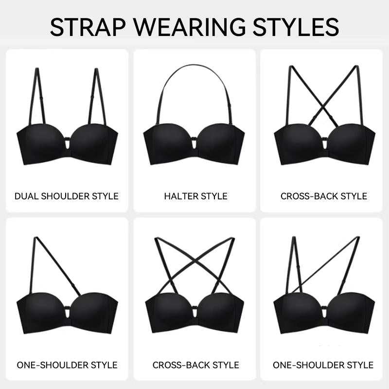 Womens Strapless Front Closure Bra Push Up Lift Bra