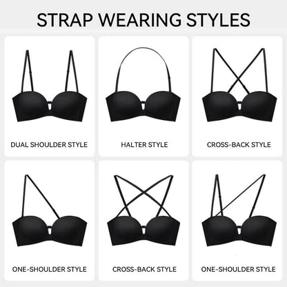 Womens Strapless Front Closure Bra Push Up Lift Bra